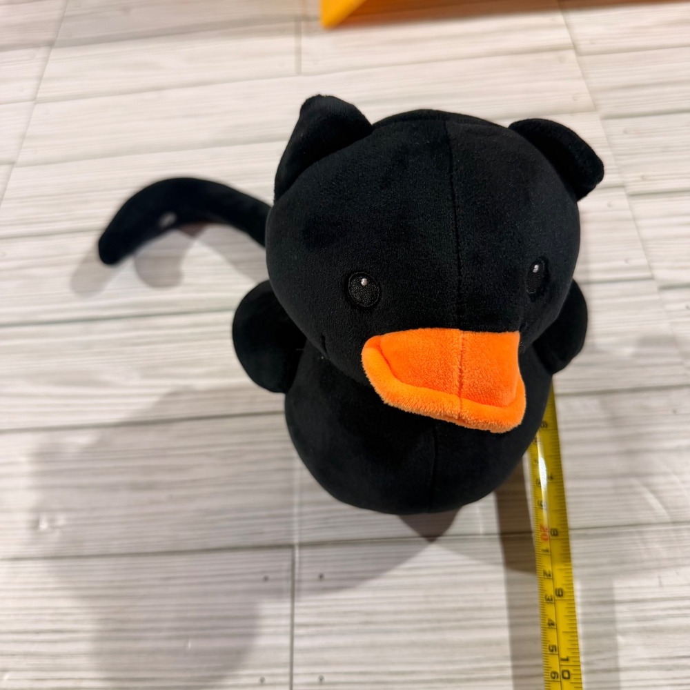 MTY International Black Cat Duck Hybrid Plush Stuffed Animal Toy Orange Bill 7"